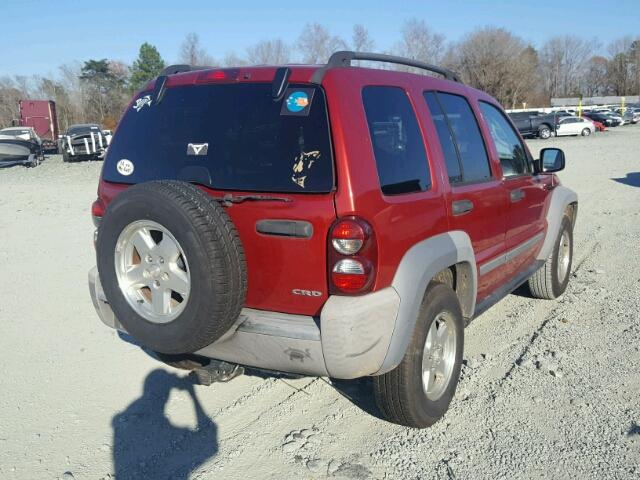 1J4GL485X6W149772 - 2006 JEEP LIBERTY SP RED photo 4