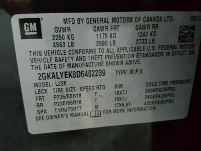 2GKALYEK8D6402239 - 2013 GMC TERRAIN DE BLACK photo 10