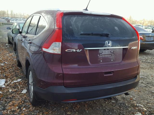 5J6RM4H70EL107117 - 2014 HONDA CR-V EXL BURGUNDY photo 3