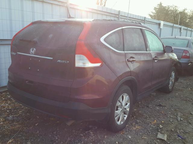 5J6RM4H70EL107117 - 2014 HONDA CR-V EXL BURGUNDY photo 4