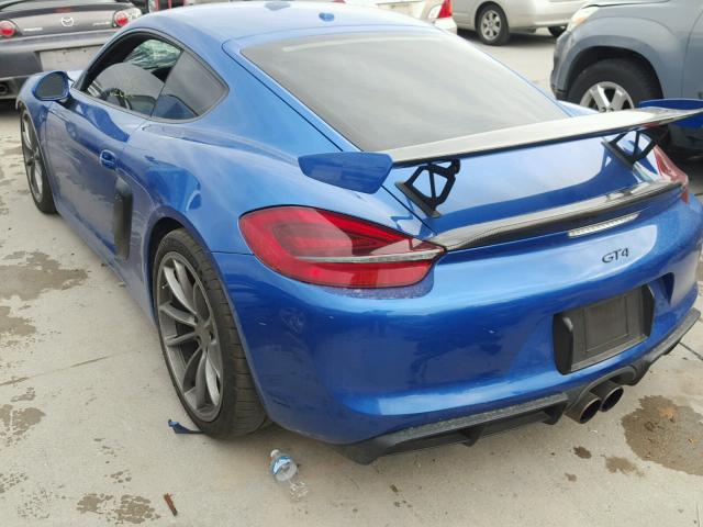 WP0AC2A89GK191184 - 2016 PORSCHE CAYMAN GT4 BLUE photo 3