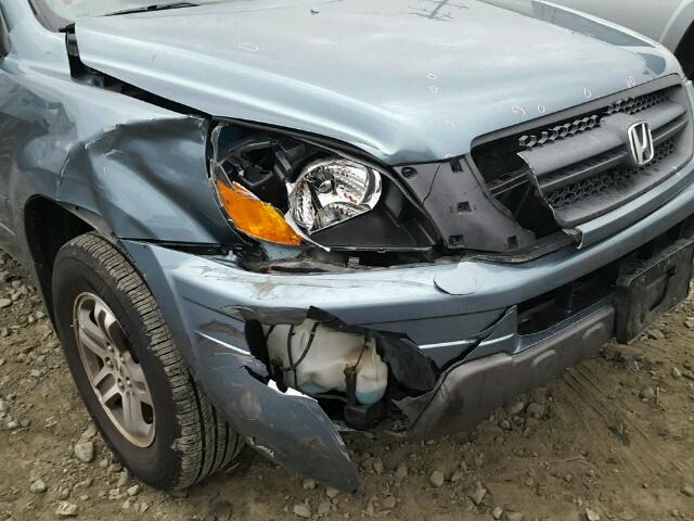 5FNYF18635B021031 - 2005 HONDA PILOT EXL BLUE photo 9