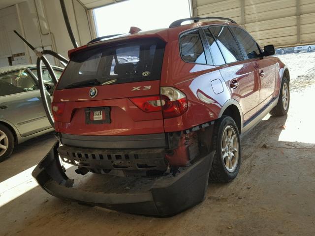 WBXPA73484WB29423 - 2004 BMW X3 2.5I MAROON photo 4