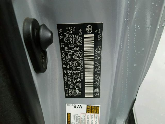 JTKDE177960114608 - 2006 TOYOTA SCION TC 银色 照片 10