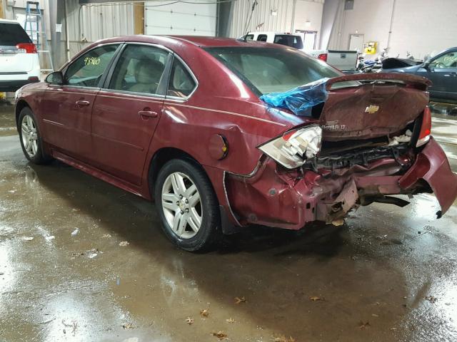 2G1WB5EK3A1190029 - 2010 CHEVROLET IMPALA LT RED photo 3