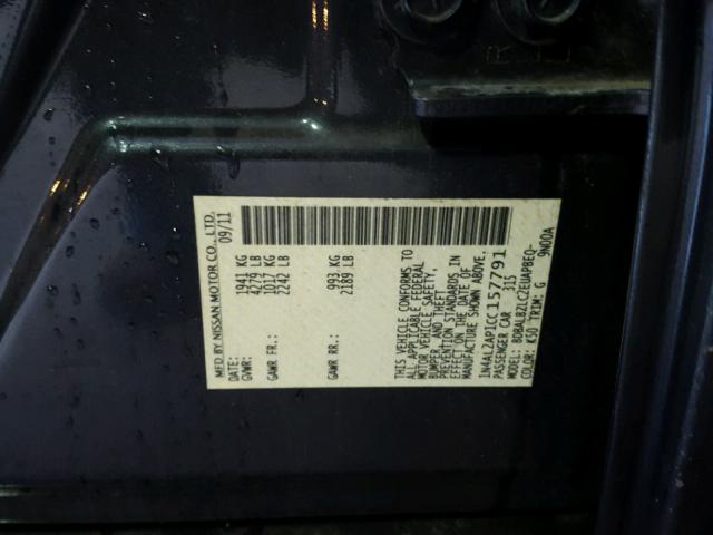 1N4AL2AP1CC157791 - 2012 NISSAN ALTIMA BAS GRAY photo 10