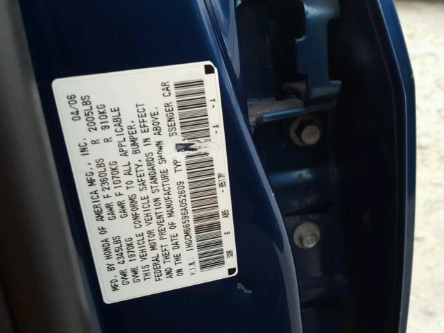 1HGCM66596A052609 - 2006 HONDA ACCORD EX BLUE photo 10