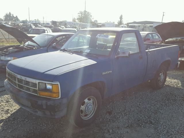 1B7FL16G2NS504332 - 1992 DODGE DAKOTA BLUE photo 2