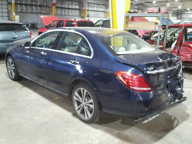 55SWF4KB5GU097608 - 2016 MERCEDES-BENZ C 300 4MAT BLUE photo 3