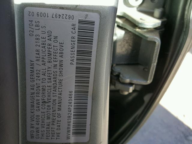 WVWRH63B24P243466 - 2004 VOLKSWAGEN PASSAT GLX 灰色 照片 10