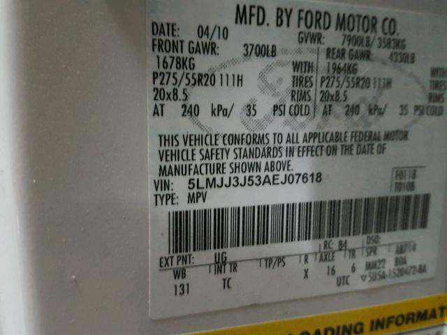 5LMJJ3J53AEJ07618 - 2010 LINCOLN NAVIGATOR კრემისფერი ფოტო 10