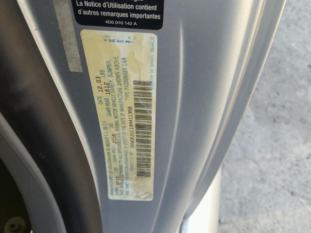 3VWCK31C14M411358 - 2004 VOLKSWAGEN NEW BEETLE 银色 照片 10