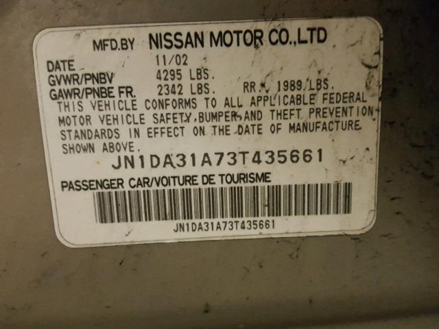 JN1DA31A73T435661 - 2003 NISSAN MAXIMA GLE BEIGE photo 10