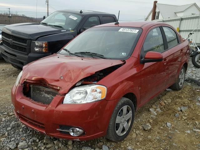 KL1TD56E59B643583 - 2009 CHEVROLET AVEO LS RED photo 2