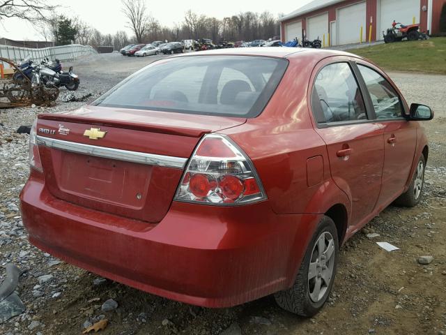 KL1TD56E59B643583 - 2009 CHEVROLET AVEO LS RED photo 4