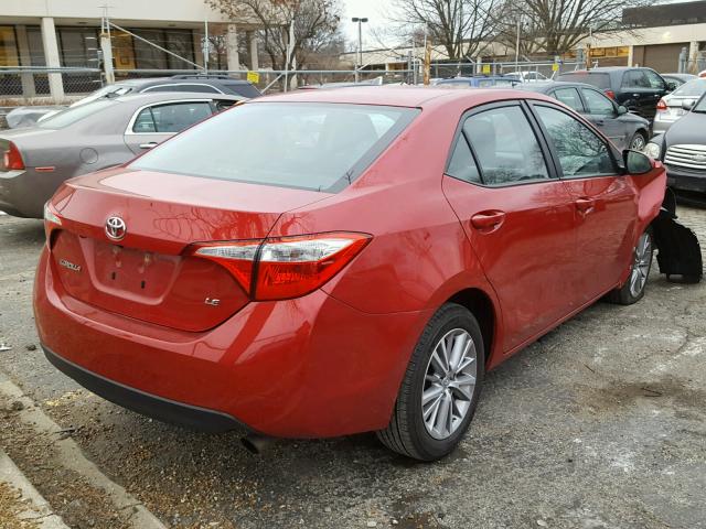 2T1BURHE8EC166507 - 2014 TOYOTA COROLLA L RED photo 4