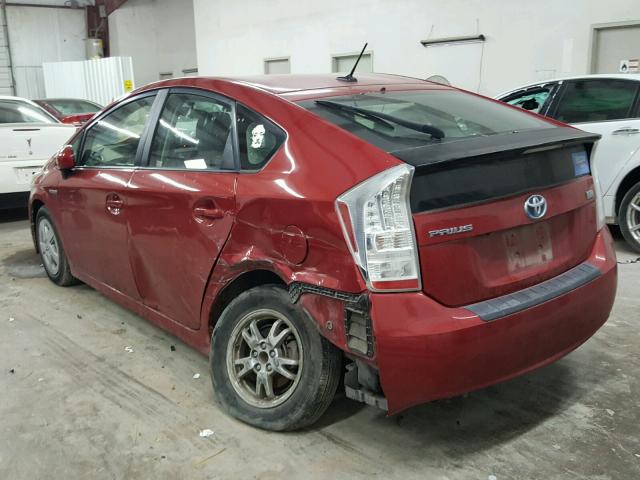 JTDKN3DU5A0103120 - 2010 TOYOTA PRIUS RED photo 3