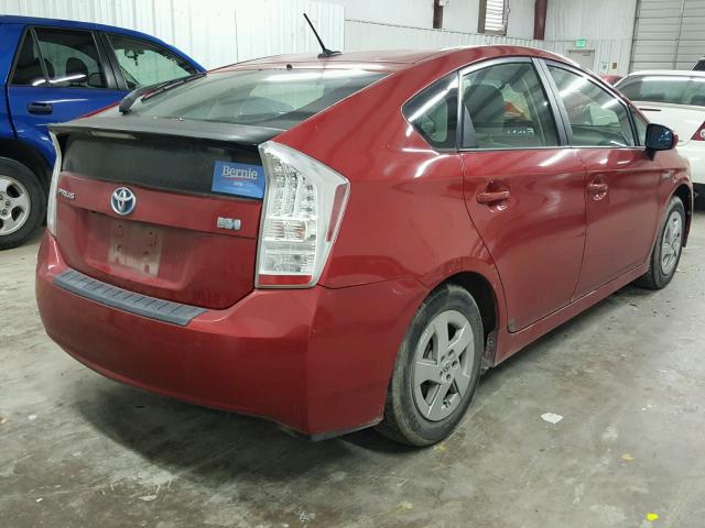 JTDKN3DU5A0103120 - 2010 TOYOTA PRIUS RED photo 4