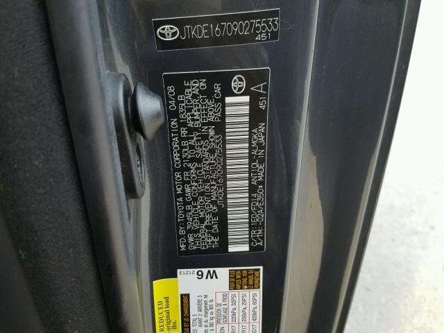 JTKDE167090275533 - 2009 TOYOTA SCION TC 灰色 照片 10