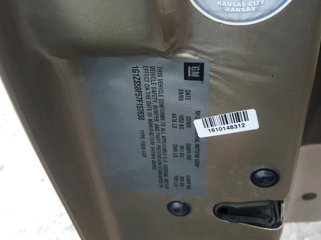 1G1ZS58F57F157630 - 2007 CHEVROLET MALIBU LS თაფლისფერი ფოტო 10