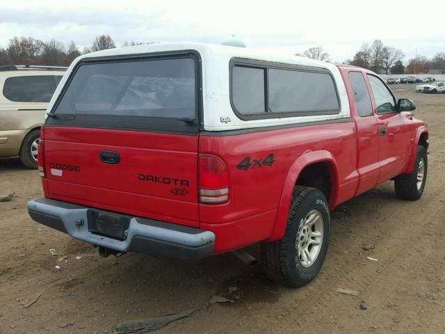 1D7HG12X83S155764 - 2003 DODGE DAKOTA SXT RED photo 4