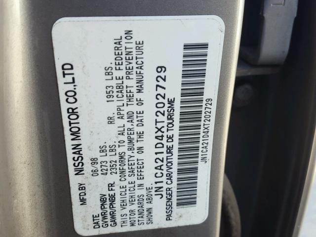 JN1CA21D4XT202729 - 1999 NISSAN MAXIMA GLE SILVER photo 10