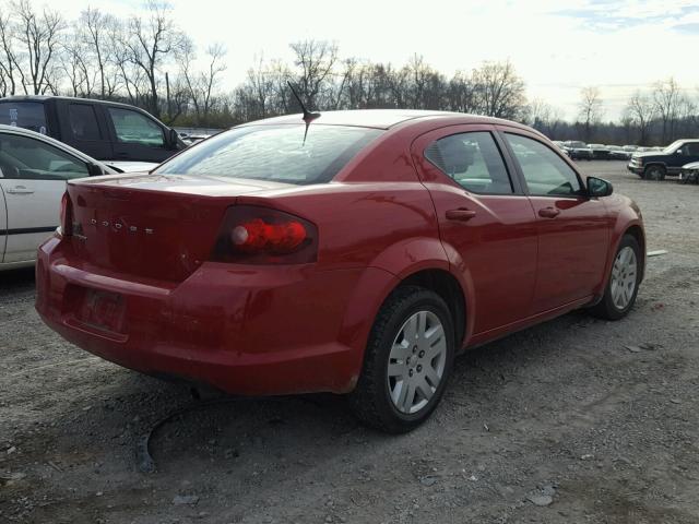 1C3CDZAB8CN216289 - 2012 DODGE AVENGER SE RED photo 4