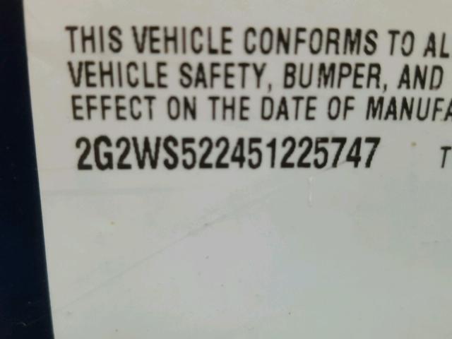 2G2WS522451225747 - 2005 PONTIAC GRAND PRIX ლურჯი ფოტო 10