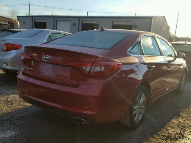 5NPE24AF6HH573932 - 2017 HYUNDAI SONATA SE RED photo 4