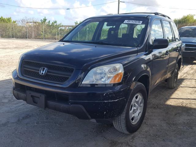 2HKYF18194H552190 - 2004 HONDA PILOT LX BLUE photo 2