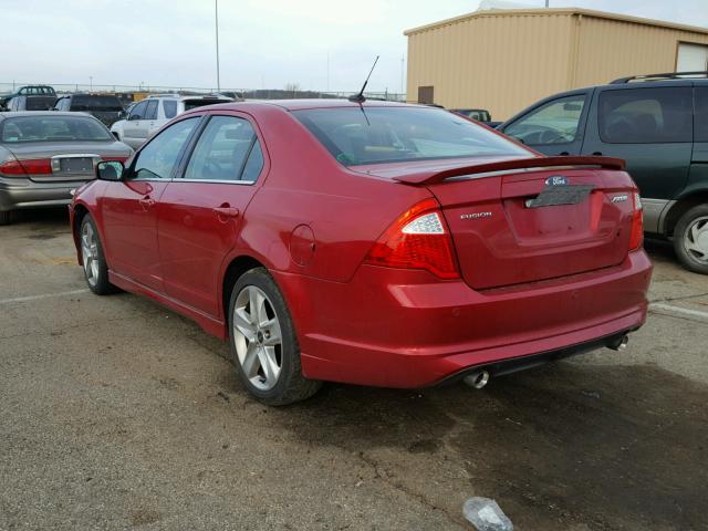 3FAHP0KC0CR191838 - 2012 FORD FUSION SPO RED photo 3