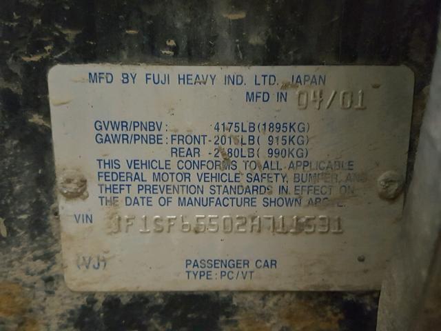 JF1SF65502H711531 - 2002 SUBARU FORESTER S 绿色 照片 10