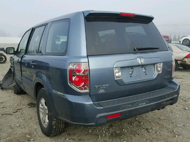 2HKYF18117H501187 - 2007 HONDA PILOT LX BLUE photo 3