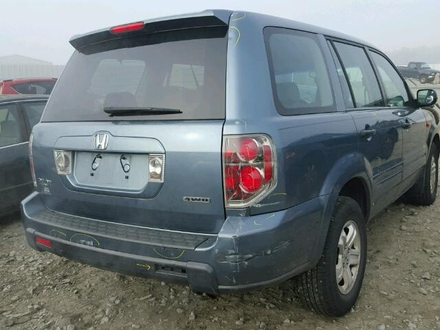 2HKYF18117H501187 - 2007 HONDA PILOT LX BLUE photo 4