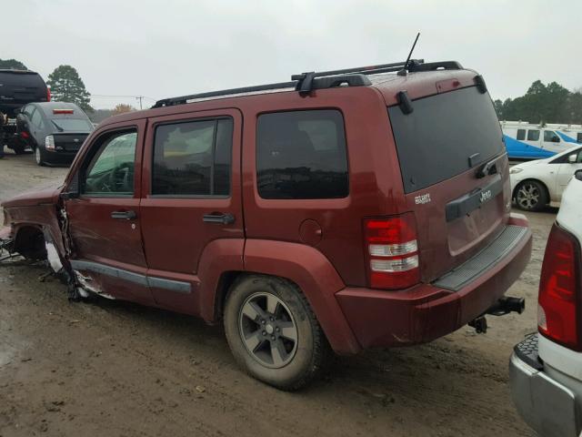 1J8GP28K88W153240 - 2008 JEEP LIBERTY SP RED photo 3