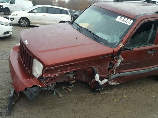 1J8GP28K88W153240 - 2008 JEEP LIBERTY SP RED photo 9