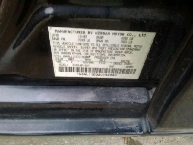 1N4AL11D03C192046 - 2003 NISSAN ALTIMA BAS BLACK photo 10