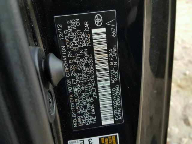 JTKJF5C74D3060305 - 2013 TOYOTA SCION TC 黑色 照片 10