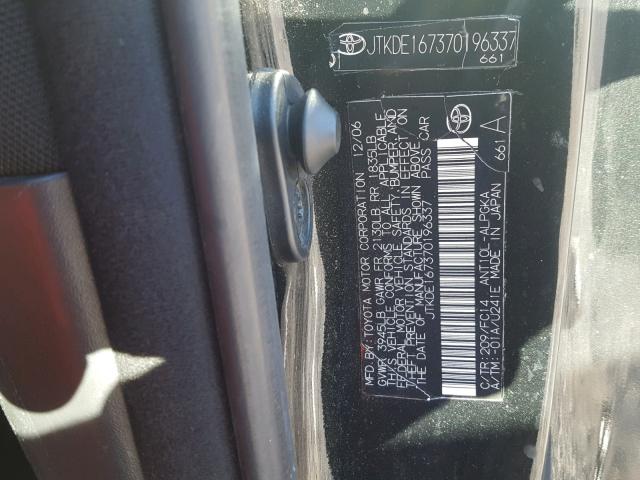 JTKDE167370196337 - 2007 TOYOTA SCION TC 黑色 照片 10