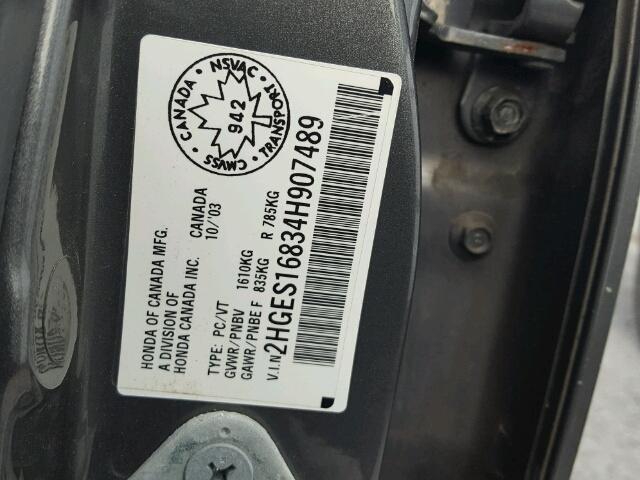 2HGES16834H907489 - 2004 HONDA CIVIC SI GRAY photo 10