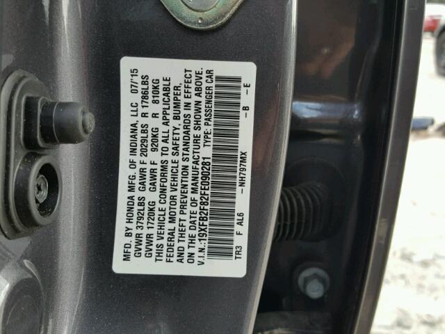 19XFB2F82FE090281 - 2015 HONDA CIVIC EX 灰色 照片 10