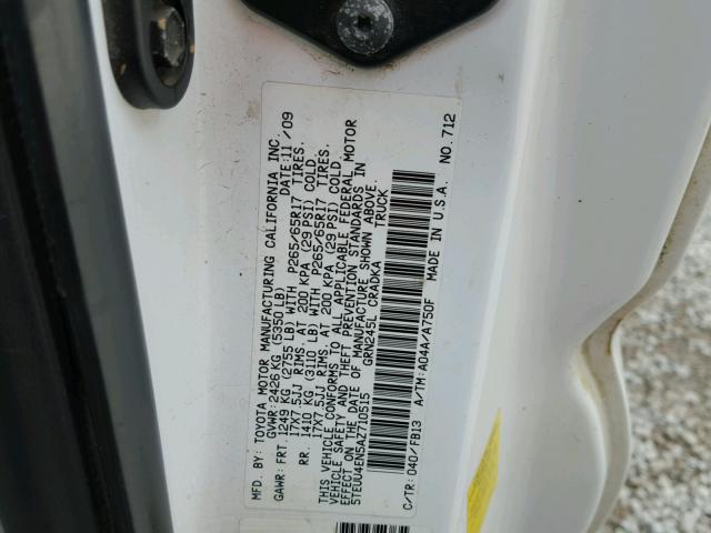 5TEUU4EN5AZ710515 - 2010 TOYOTA TACOMA ACC WHITE photo 10