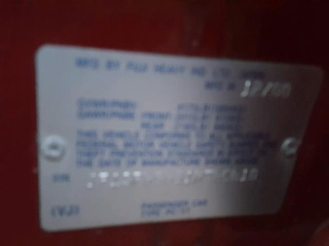 JF1SF65631H765610 - 2001 SUBARU FORESTER S წითელი ფოტო 10