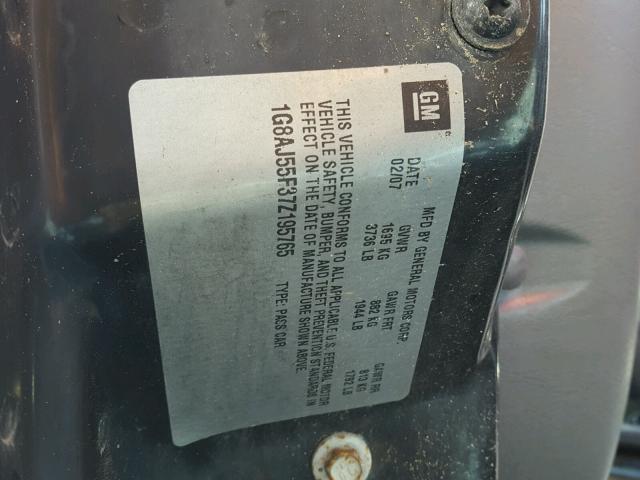 1G8AJ55F37Z195765 - 2007 SATURN ION LEVEL WHITE photo 10