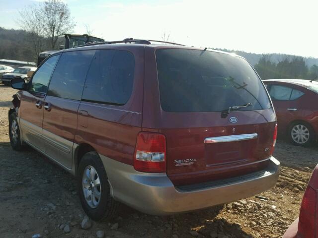 KNDUP132556684256 - 2005 KIA SEDONA EX RED photo 3