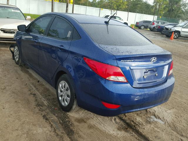 KMHCT4AE3GU994289 - 2016 HYUNDAI ACCENT SE BLUE photo 3