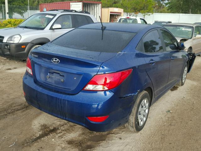 KMHCT4AE3GU994289 - 2016 HYUNDAI ACCENT SE BLUE photo 4