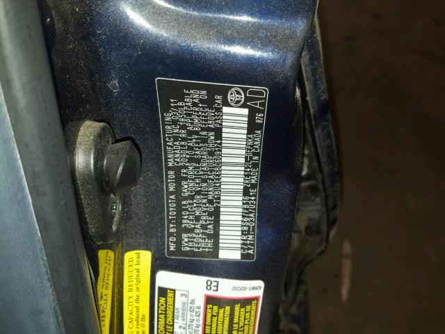 2T1BU4EE6BC609174 - 2011 TOYOTA COROLLA BA BLUE photo 10