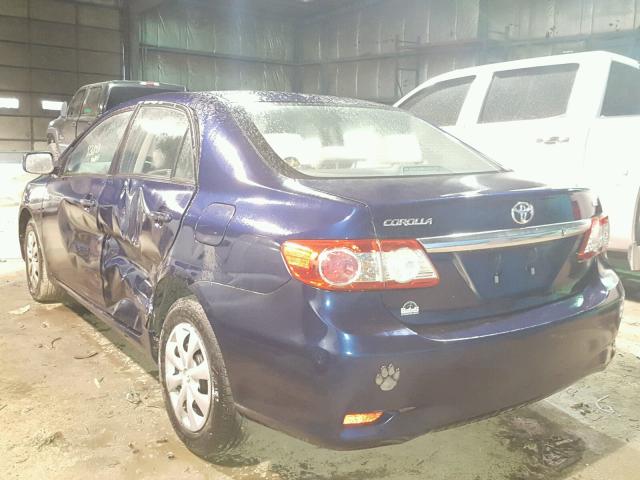 2T1BU4EE6BC609174 - 2011 TOYOTA COROLLA BA BLUE photo 3