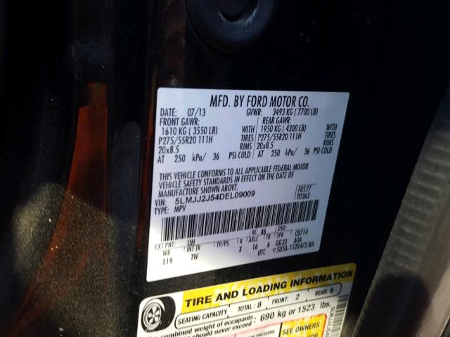 5LMJJ2J54DEL09009 - 2013 LINCOLN NAVIGATOR 黑色 照片 10